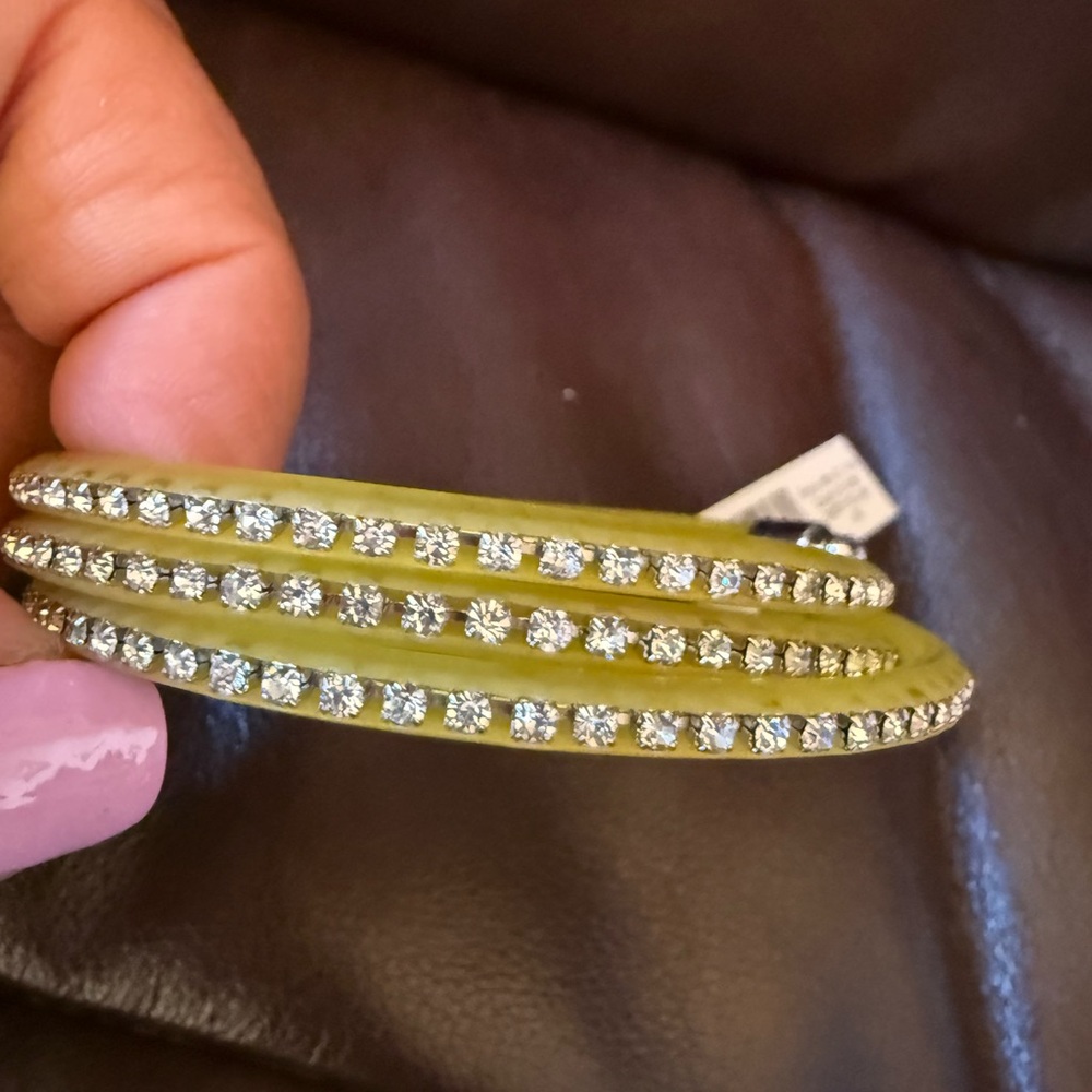 Marc by Marc Jacobs Safety Yellow Silicone Rhinestone Bangle Bracelet NWT